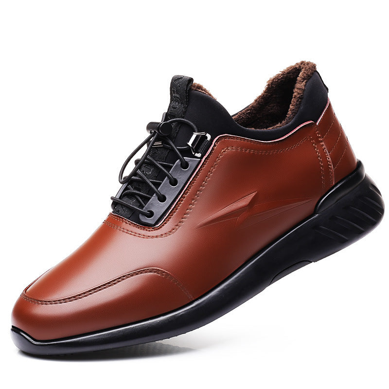 Men’s Casual Sneakers - Leather Upper - Lace-Up - Cushioned Collar - Durable Sole
