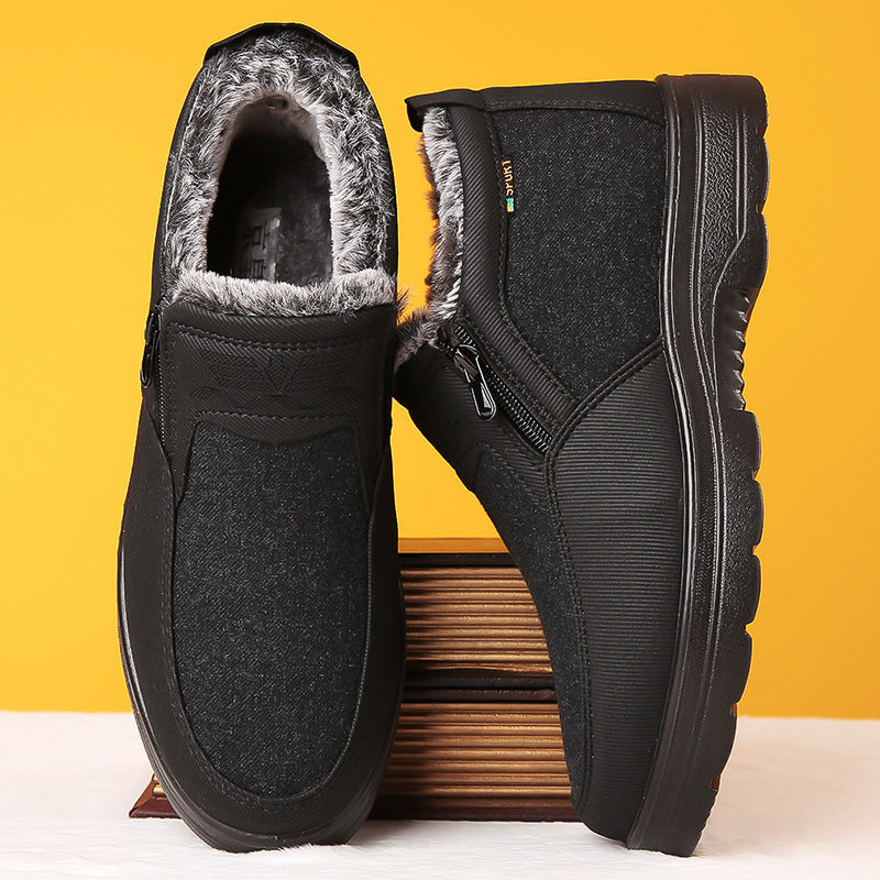 Men’s Winter Boots - Faux Fur Lining - Side Zipper - Non-Slip Rubber Sole