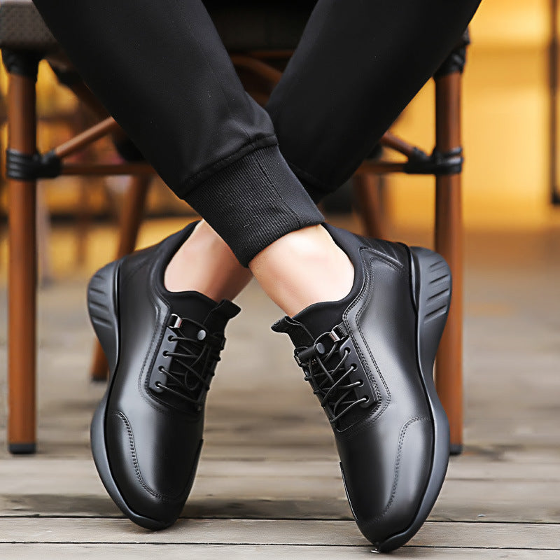 Men’s Casual Sneakers - Leather Upper - Lace-Up - Cushioned Collar - Durable Sole