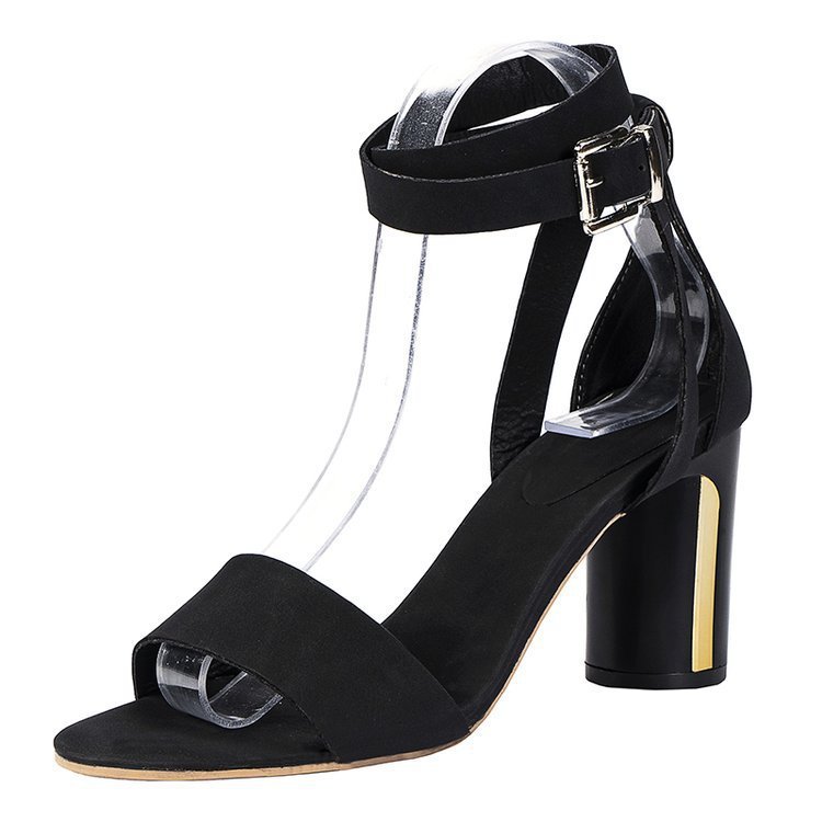Women’s High Heel Sandals - Block Heel - Open Toe - Ankle Strap with Buckle Closure