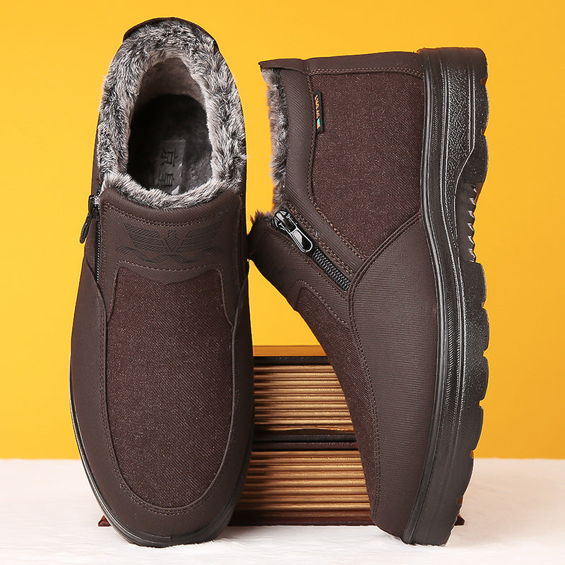 Men’s Winter Boots - Faux Fur Lining - Side Zipper - Non-Slip Rubber Sole